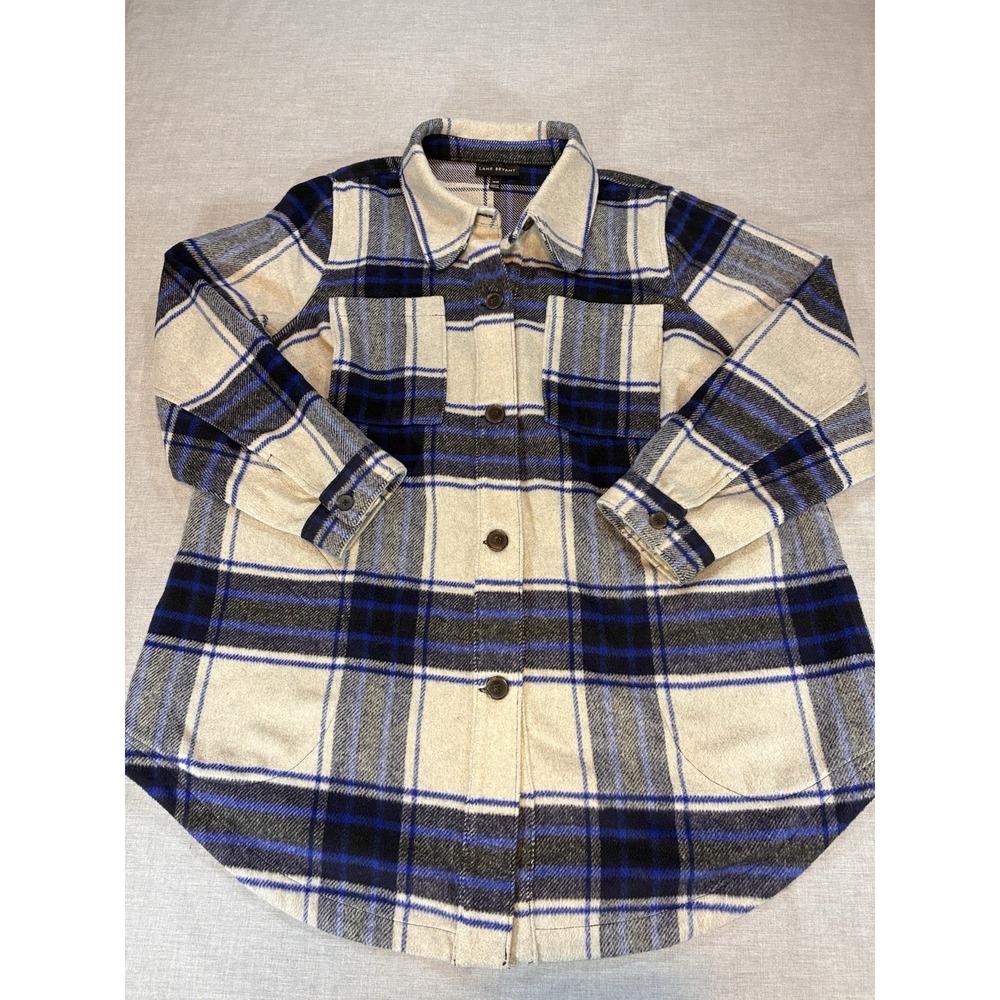 Lane Bryant Blue Gray Wool Blend Plaid Shacket Womens Size 18/20 Jacket Pockets